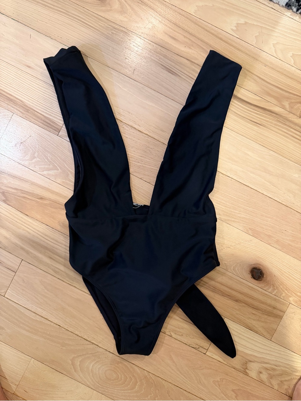 Black deep front cut one piece swimsuit! Size Small!
